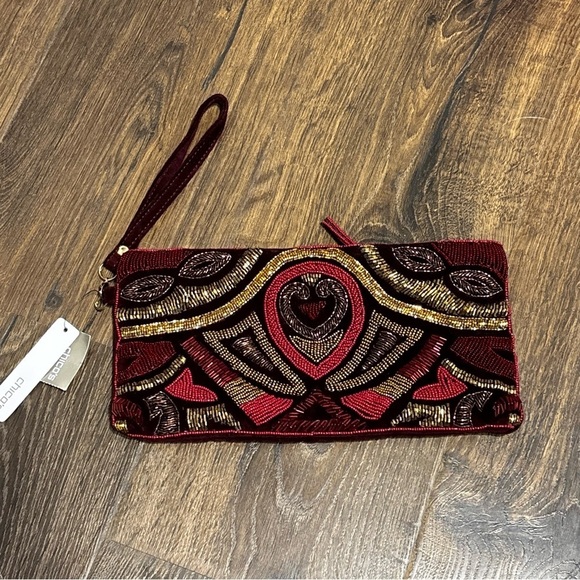 Chico’s New beaded beauty maroon party clutch - Picture 2 of 10